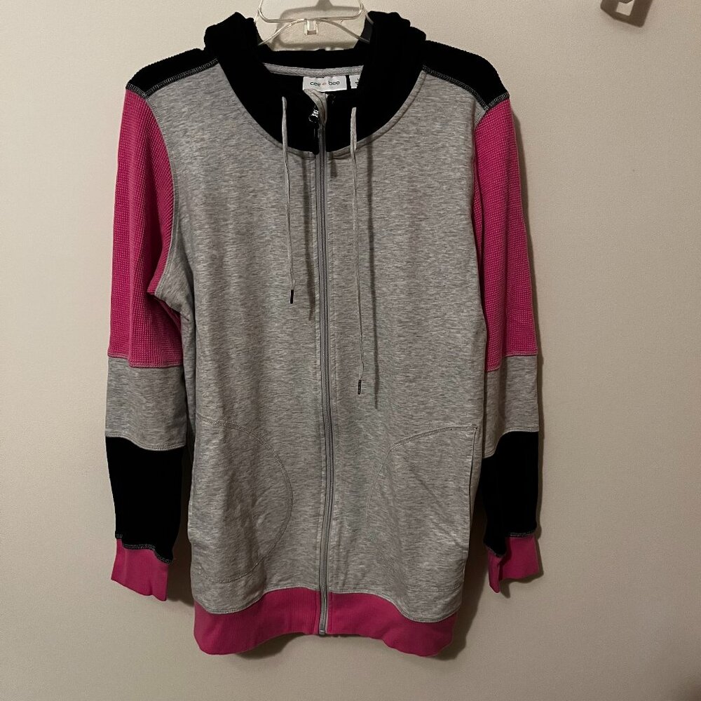 LIKE NEW} cee bee CHERYL BURKE Color-Block Hooded French Terry Jacket / Size L